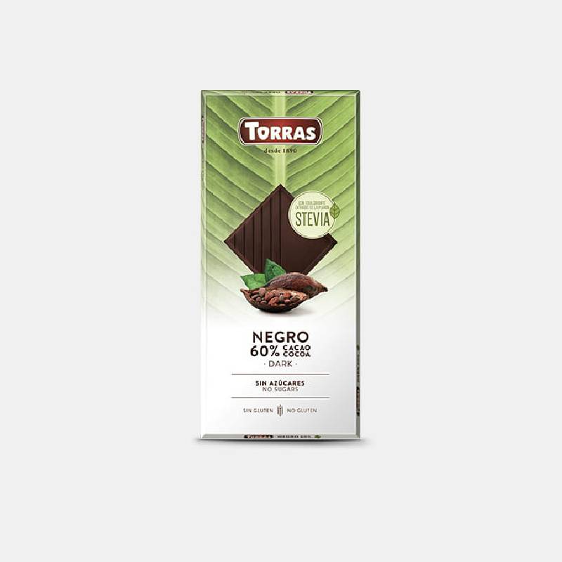 Chocolat noir à la stevia torras 100 g sans sucre