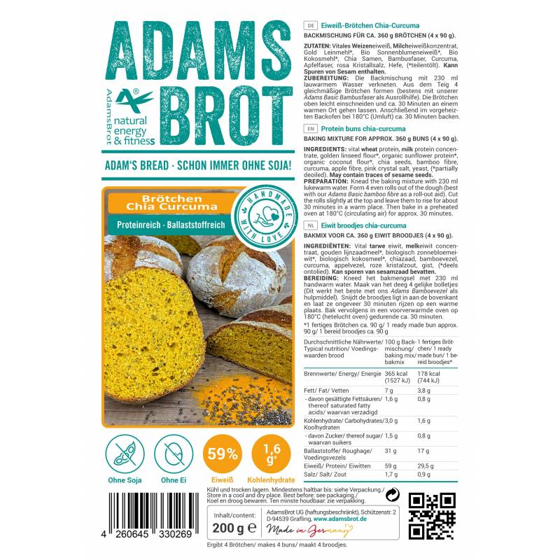 Adams Brot Brotchen chia curcuma 200 g